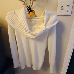 Cream color wide neck sweater worn once